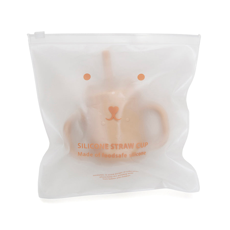 Petit Monkey Ποτηράκι Σιλικόνης με Καλαμάκι Honey Peach 175ml