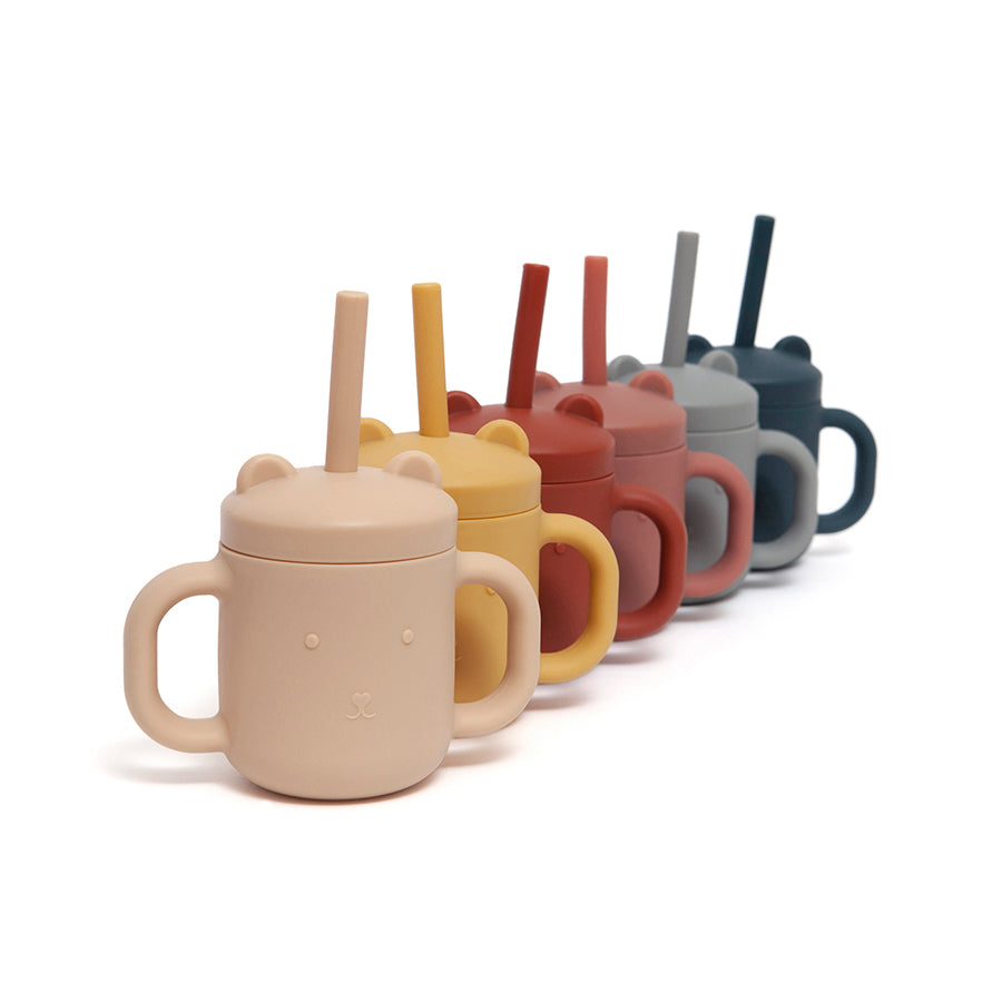 Petit Monkey Ποτηράκι Σιλικόνης με Καλαμάκι Honey Peach 175ml