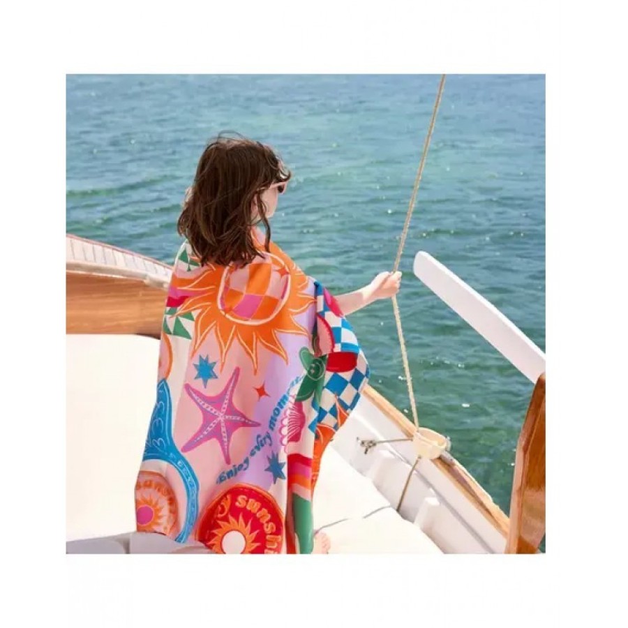 Πετσέτα Θαλάσσης Dock & Bay Quickdry με Μικροΐνες Good Vibes Club L 160x90cm