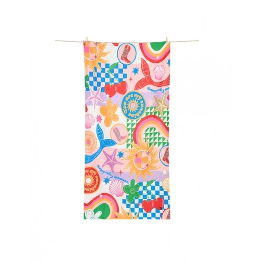 Πετσέτα Θαλάσσης Dock & Bay Quickdry με Μικροΐνες Good Vibes Club L 160x90cm
