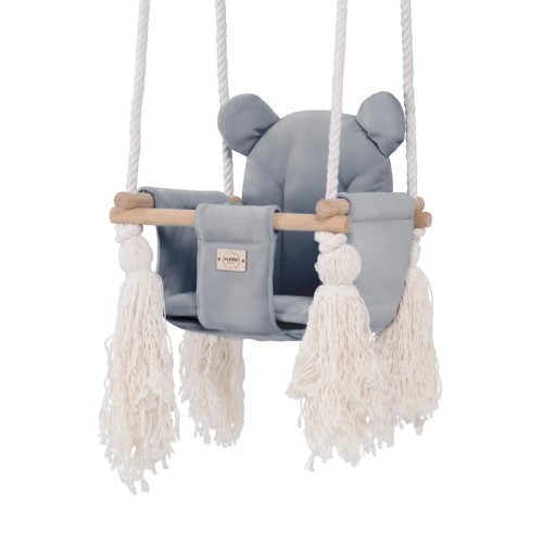 Plush Nest Βρεφική Κούνια Teddy Bear Velvet Gray