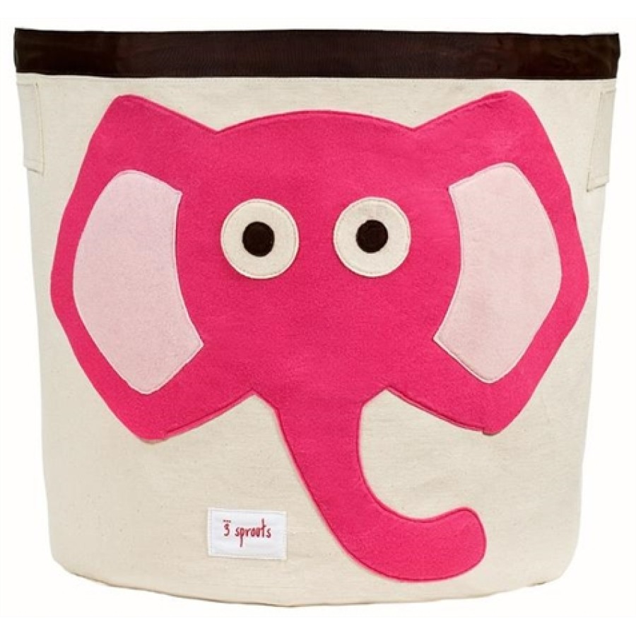 3 sprouts καλάθι για τα παιχνίδια στρογγυλό storage bin elephant pink