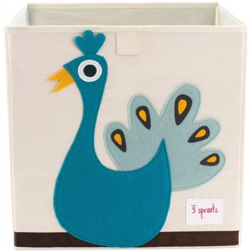 3 sprouts τετράγωνο καλάθι για τα παιχνίδια Storage Box peacock -IBXPEA