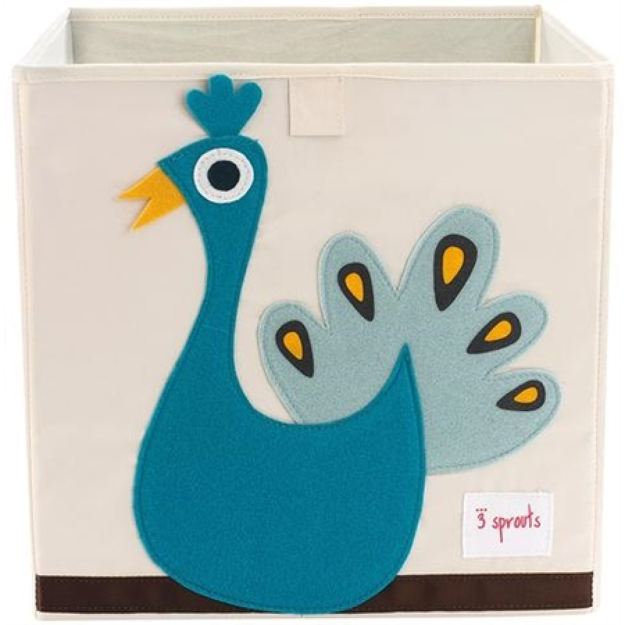 3 sprouts τετράγωνο καλάθι για τα παιχνίδια Storage Box peacock -IBXPEA