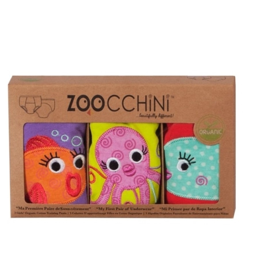 Zoocchini σετ 3τμχ εσωρούχων εκμάθησης από 100% ΟΡΓΑΝΙΚΟ ΒΑΜΒΑΚΙ για κορίτσια Ocean girls