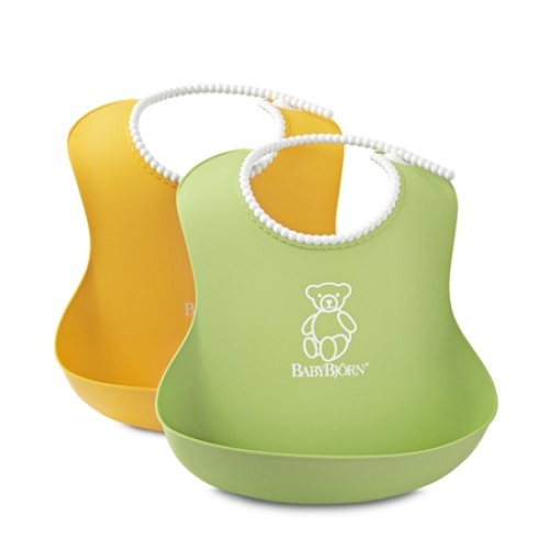 Babybjorn μαλακή σαλιάρα 2-pack (κίτρινο- λαχανί )