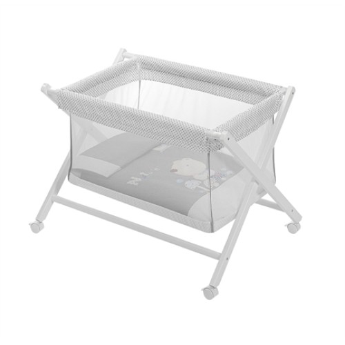 Interbaby Λίκνο 91773-09 ΓΚΡΙ  βαμβακερό με Στρώμα και Πάπλωμα