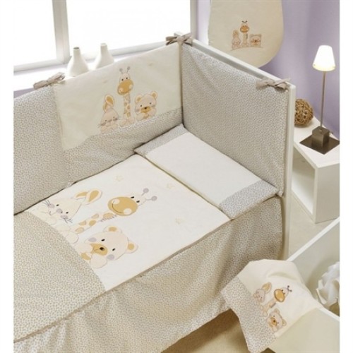 Interbaby σετ Προίκα 9 τεμαχίων για κρεβάτι 70x140 Basic Friends Beige