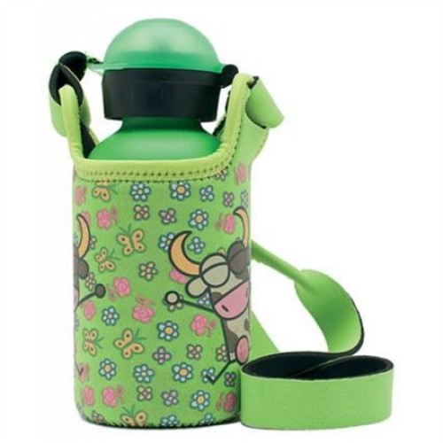 Kukuxumusu Θερμός παγούρι Inox 350 ml Vacaline με θήκη Neoprene