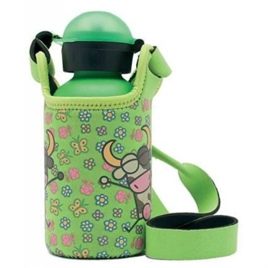 Kukuxumusu Θερμός παγούρι Inox 350 ml Vacaline με θήκη Neoprene
