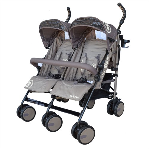 Bebe Stars Καρότσι Διδύμων Twin Lux Brown 7801-182 ( με ποδόσακο )