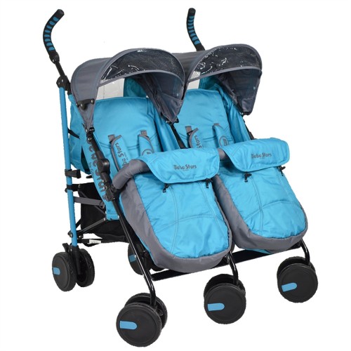 Bebe Stars Καρότσι Διδύμων Twin Lux Blue 7801-181 ( με ποδόσακο )