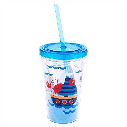 Stephen Joseph Ποτήρι με Καλαμάκι Tumbler, Nautical 355ml