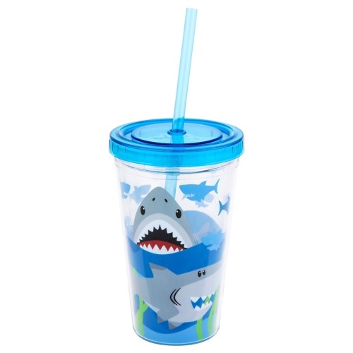 Stephen Joseph Ποτήρι με Καλαμάκι Tumbler, Shark 355ml 355ml