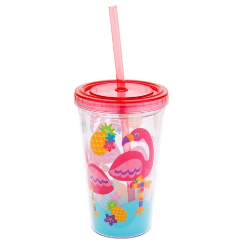 Stephen Joseph Ποτήρι με Καλαμάκι Tumbler, Flamingo 355ml