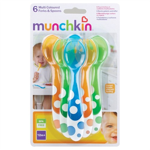 MUNCHKIN Πολύχρωμα Κουταλάκια και Πιρουνάκια, 12m+, 6τμχ 11454