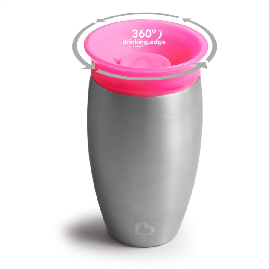 Munchkin Παιδικό ΑΝΟΞΕΙΔΩΤΟ Κύπελλο- Θερμός Miracle 360 Trainer Cup pink 12m+, 296ml (123709)