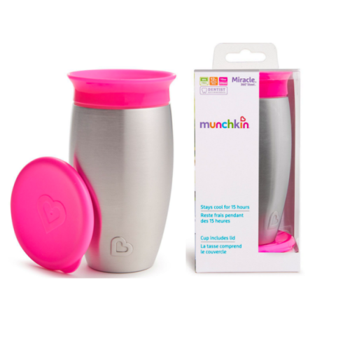 Munchkin Παιδικό ΑΝΟΞΕΙΔΩΤΟ Κύπελλο- Θερμός Miracle 360 Trainer Cup pink 12m+, 296ml (123709)