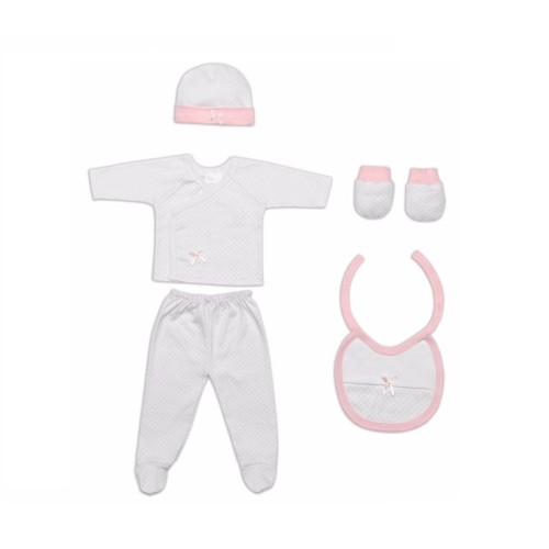 Interbaby Σετ 5 τμχ κορίτσι 0-6 μηνών 100% cotton (SET02)