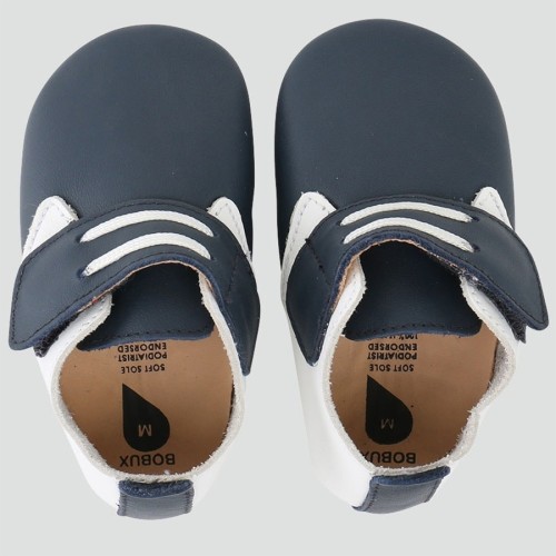 Bobux Δερμάτινο βρεφικό παπούτσι  Softsoles Dockside Navy / White-4347