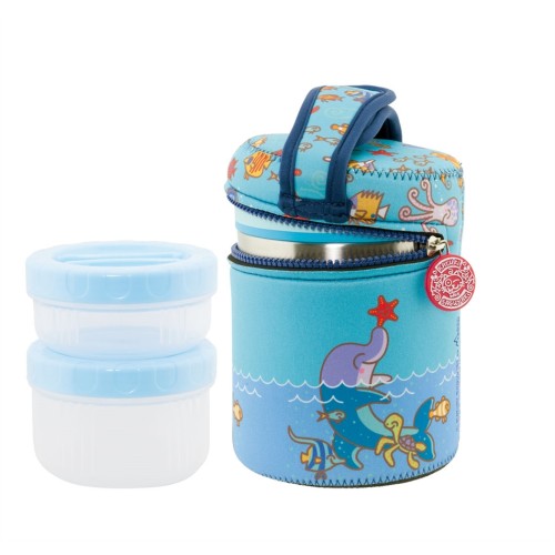 Θερμός Φαγητού 1L Laken 2 Τάπερ με Θήκη Neoprene DOLFIN-YP10DA
