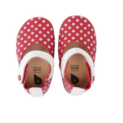 Bobux Δερμάτινο βρεφικό παπούτσι  Softsoles Mary Jane Red/White(4369)