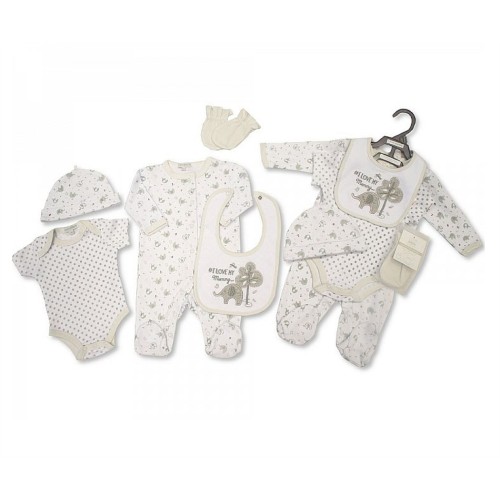 Αγγλικό Σετ Δώρου  100% cotton, 5 τεμαχίων -  της Nursery time GP0795-ΓΚΡΙ ΕΛΕΦΑΝΤΑΣ