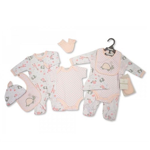 Αγγλικό Σετ Δώρου  100% cotton, 5 τεμαχίων -  της Nursery time GP0791-ΡΟΖ ΕΛΕΦΑΝΤΑΣ