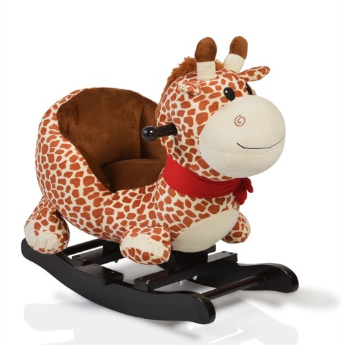 Cangaroo Giraffe Λούτρινη Κουνιστή Καμηλοπάρδαλη Με Ήχους και Ξύλινη Βάση - WJ 635