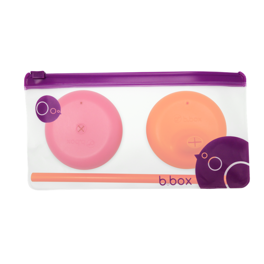 BBox Silicon Lids- σετ 2τμχ σιλικονούχων καπακιώ(1στόμιο για καλαμάκι & 1 στόμιο πιπίλας)-STRAWBERRY SHAKE