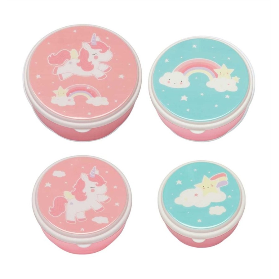 Little Lovely Company Σετ 4 Φαγητοδοχεία - Snack box Unicorn -SBUNPI08