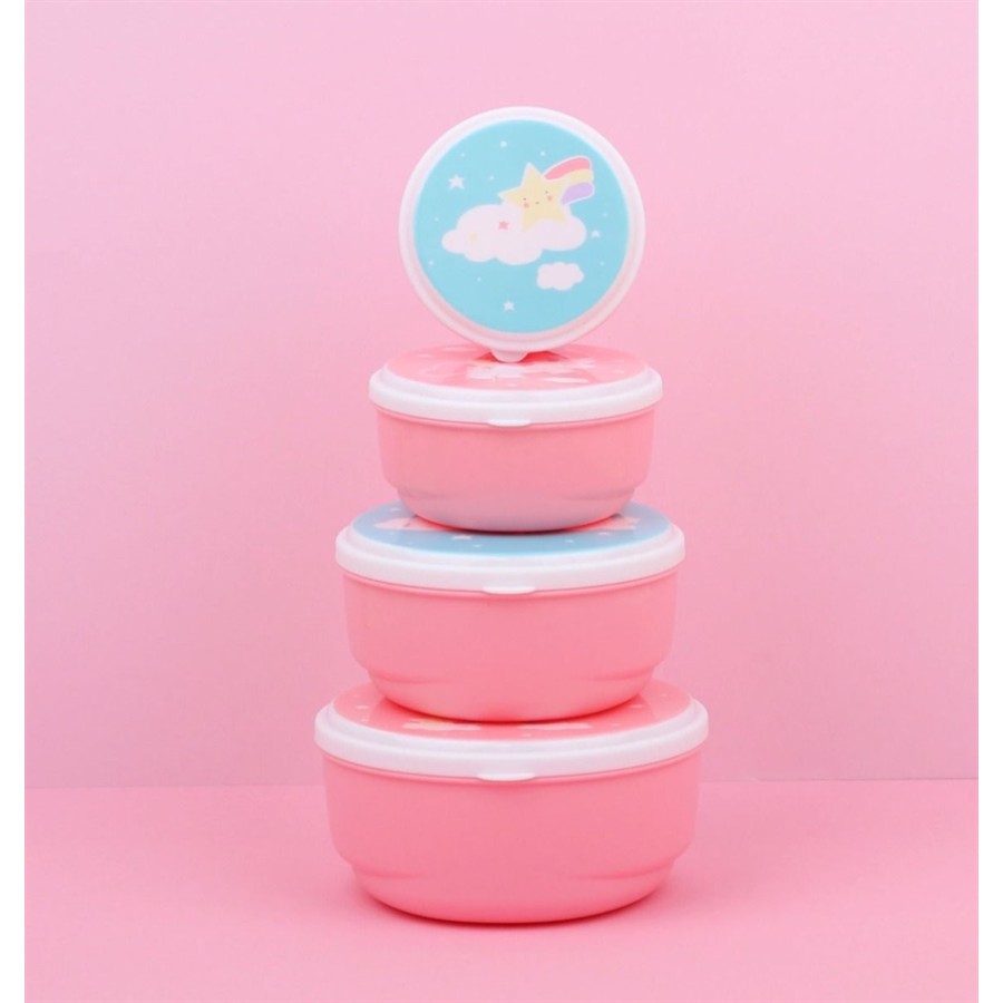 Little Lovely Company Σετ 4 Φαγητοδοχεία - Snack box Unicorn -SBUNPI08
