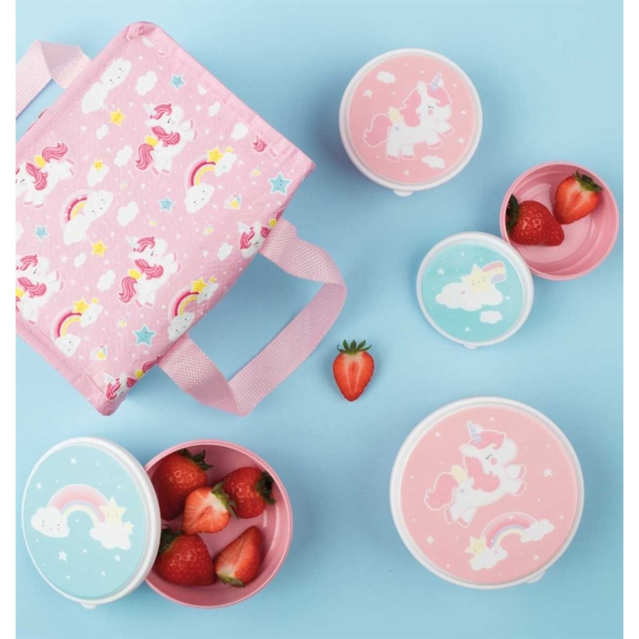 Little Lovely Company Σετ 4 Φαγητοδοχεία - Snack box Unicorn -SBUNPI08