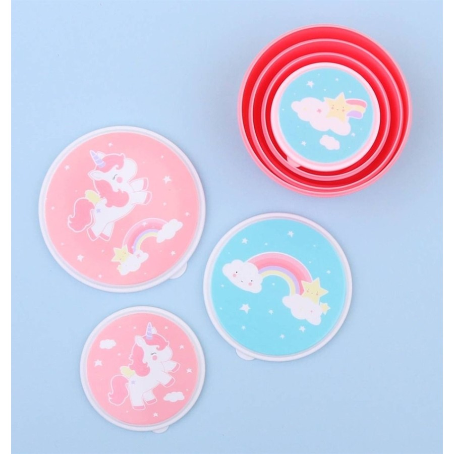 Little Lovely Company Σετ 4 Φαγητοδοχεία - Snack box Unicorn -SBUNPI08