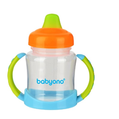 BabyOno Ποτηράκι Non-spill με μαλακό στόμιο-180ML-BN206(πορτοκαλί-γαλάζιο)