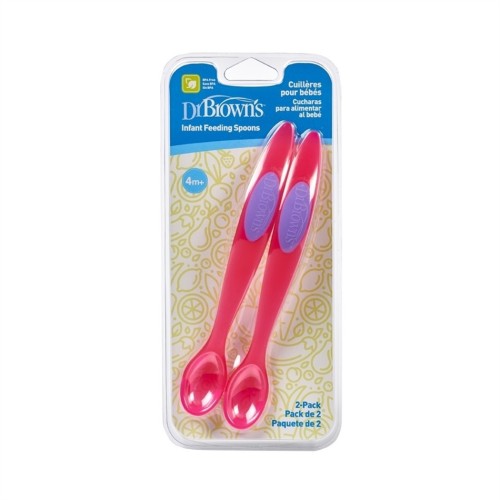 Dr. Browns βρεφικά κουταλάκια σιλικόνης -Infant Feeding Spoons 4m+ pink, 2 τεμ. TF200