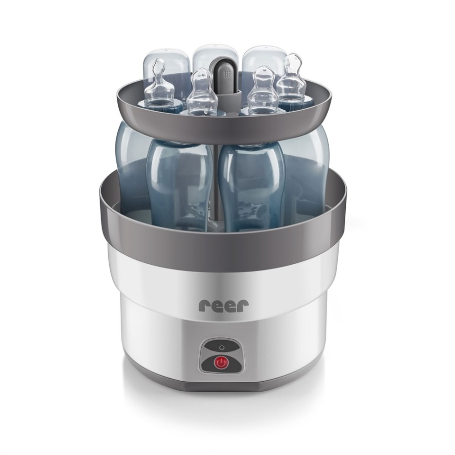 Reer Vapo Max αποστειρωτής Promo Set -36030( ΛΕΥΚΟ/ ΓΚΡΙ) και ΔΩΡΑ 1 λαβίδα,1 βούρτσα καθαρισμού μπουκαλιών και θηλών,3 κουταλάκια ,1 δοσομετρητή σκόνης γάλακτος