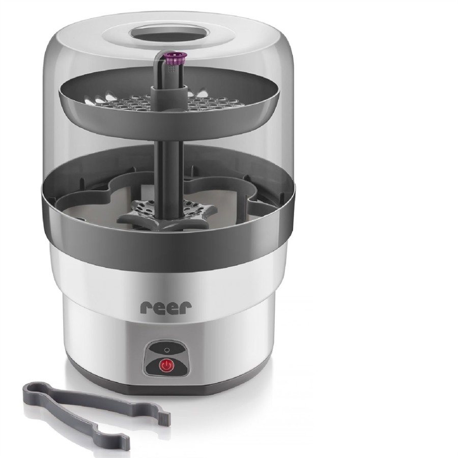 Reer Vapo Max αποστειρωτής Promo Set -36030( ΛΕΥΚΟ/ ΓΚΡΙ) και ΔΩΡΑ 1 λαβίδα,1 βούρτσα καθαρισμού μπουκαλιών και θηλών,3 κουταλάκια ,1 δοσομετρητή σκόνης γάλακτος