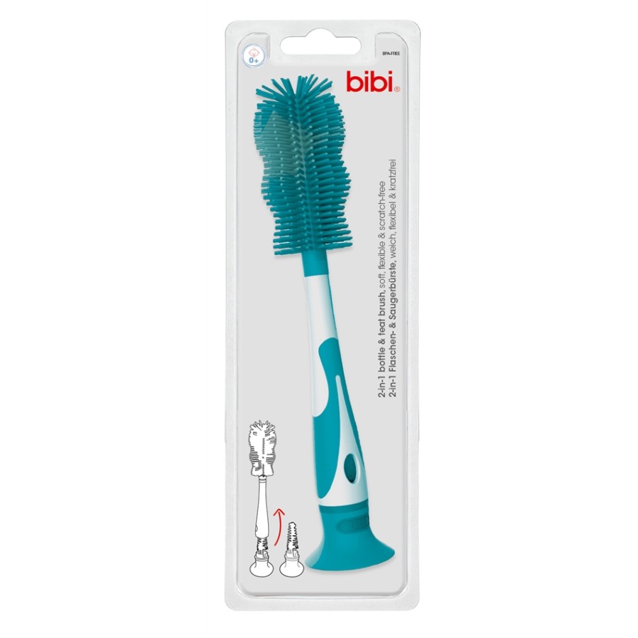 Bibi Βούρτσα καθαρισμού μπιμπερών- μπουκαλιών και θηλών-με ελαστικές τρίχες  Τυρκουάζ - 114010b