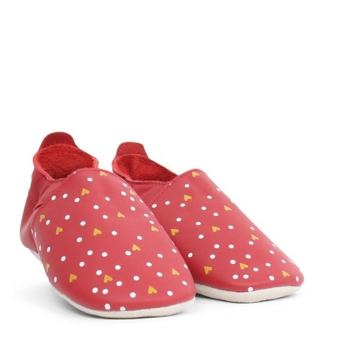 Bobux Δερμάτινο βρεφικό παπούτσι Soft sole Red Hearts-1000-038-06