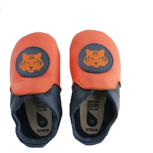 Bobux Δερμάτινο βρεφικό παπούτσι Soft sole Navy/Mandarin Tiger Loafer - 4462