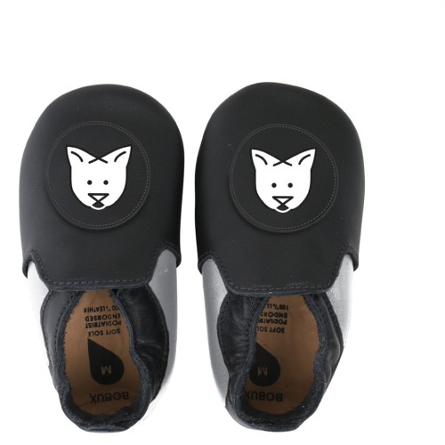 Bobux Δερμάτινο βρεφικό παπούτσι Soft sole Black/White Cat Loafer - 4460