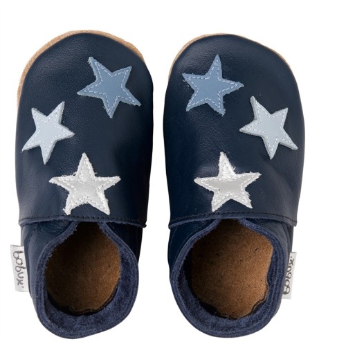 Bobux Δερμάτινο βρεφικό παπούτσι Soft sole Navy Triple Star - 3913