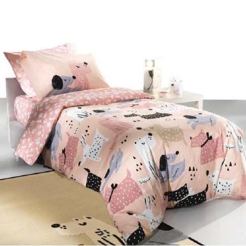 Saint Clair Σετ σεντόνια  3τεμ 100% βαμβάκι  160x250 DOGGY PINK