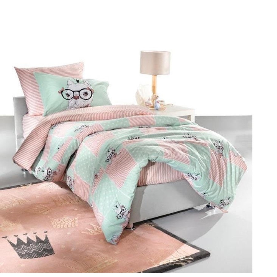 Saint Clair Σετ σεντόνια  3τεμ 100% βαμβάκι  160x250 ROSIE MINT