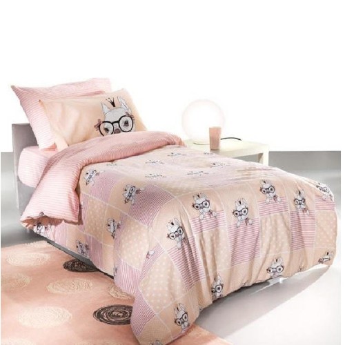 Saint Clair Σετ σεντόνια  3τεμ 100% βαμβάκι  160x250 ROSIE PINKY