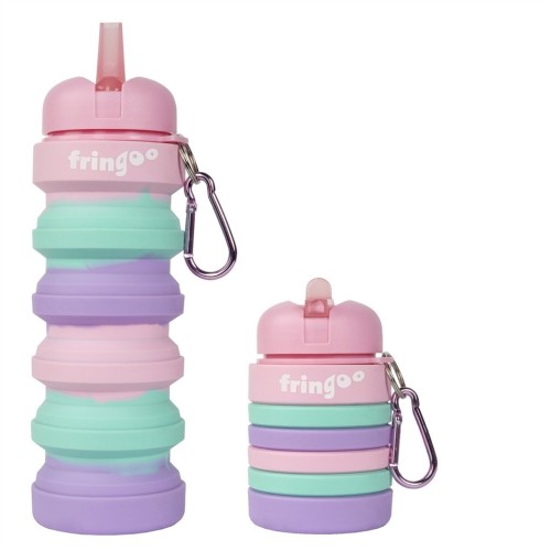 Fringoo Αναδιπλούμενο ποτήρι σιλικόνης SILICONE BOTTLE - PASTEL PINK PURPLE