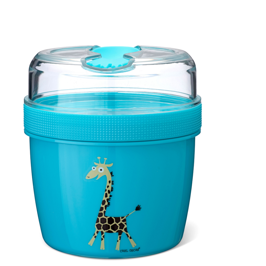Carl Oscar Δοχείο Φαγητού με Παγοκύστη N’ice Cup™ Snack Box LARGE- TURQUOISE JIRAFFE (0,6 L & 0,3 L)