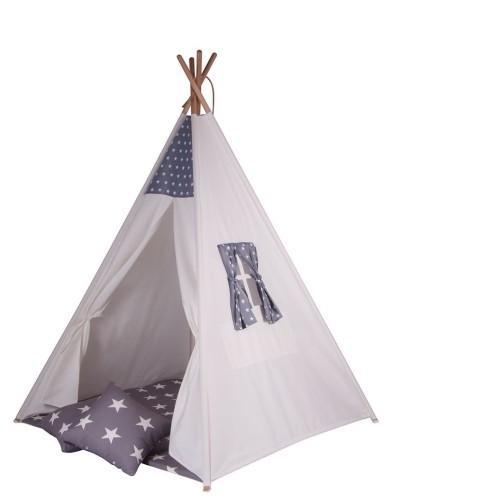 Mysunshine Παραμυθένια παιδική σκηνή Pure Grey with white stars μαζί με στρώμα και 2 μαξιλάρια -MST-PRE1-Α