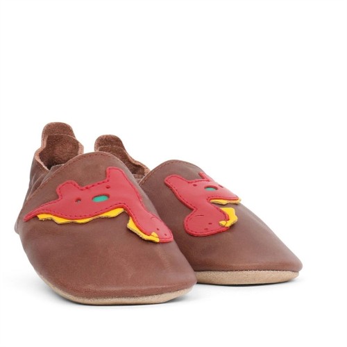 Bobux Δερμάτινο βρεφικό παπούτσι Softsoles Dinosaur Toffee - (1000-012-14)